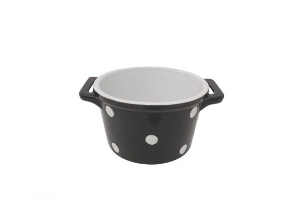 Горшочек с ручками Charcoal with dots