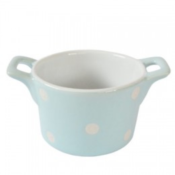 Горшочек с ручками Pastel Blue with dots