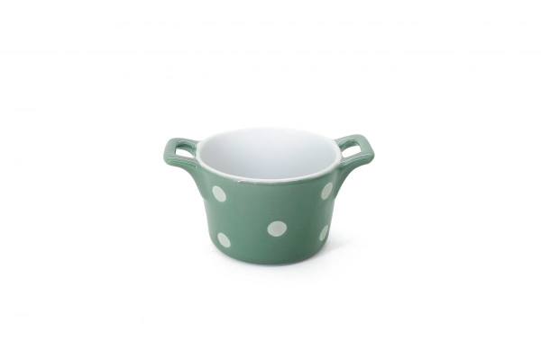 Горшочек с ручками Green with dots 8,5 см