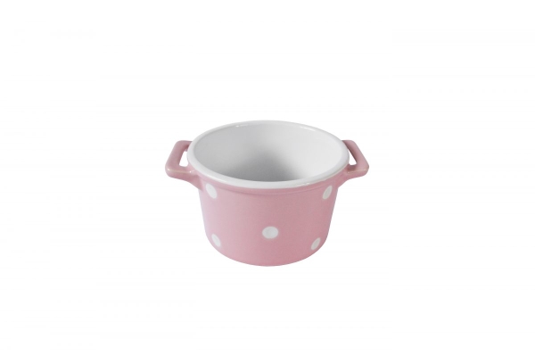 Горшочек с ручками Pink with dots