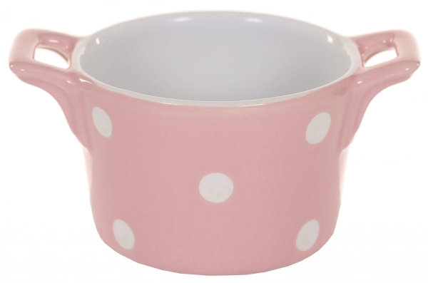 Горшочек с ручками Pink with dots