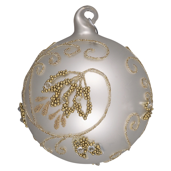 Новогодний шар white Pearl gold