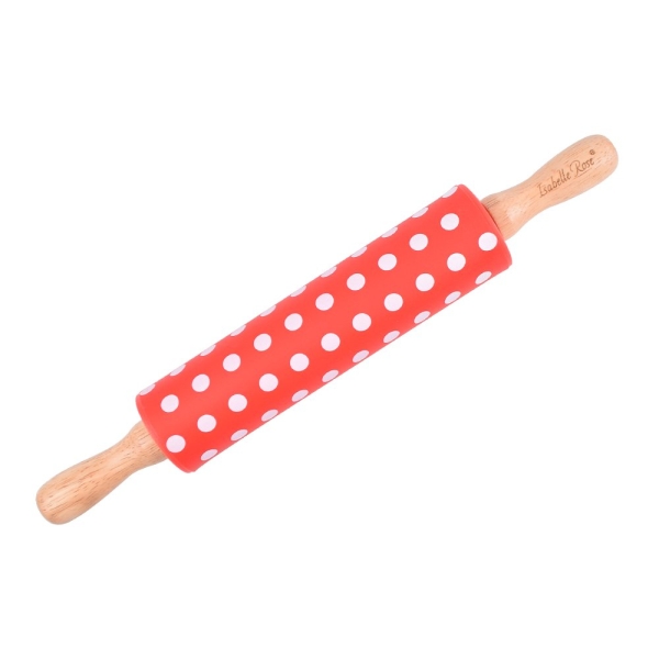Скалка силиконовая Red with dots 38см