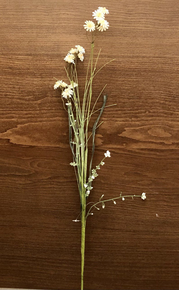Искусственный полевой цветок white/orange buds